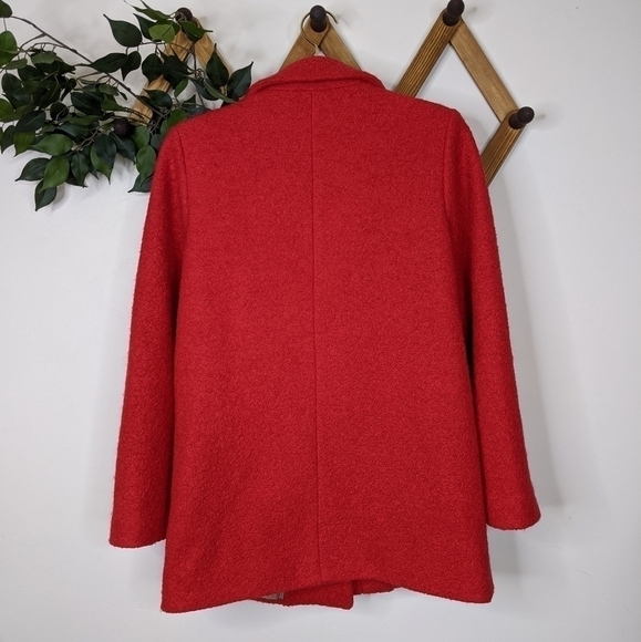J. Crew Boiled Wool Blend Short Red Pea Coat - Picture 2 of 8